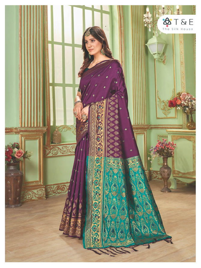 T And E Anika Silk Colors Party Wear Sarees Catalog